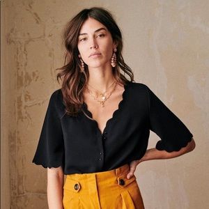 NWT Sézane Antika blouse in black